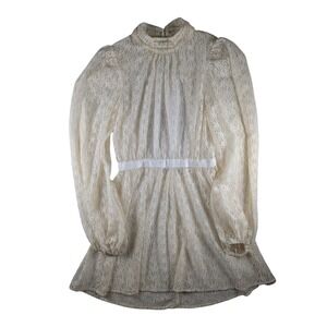 NWOT For Love &‎ Lemons Lace Mini Dress High Neck Long Sleeve Elegant Size S